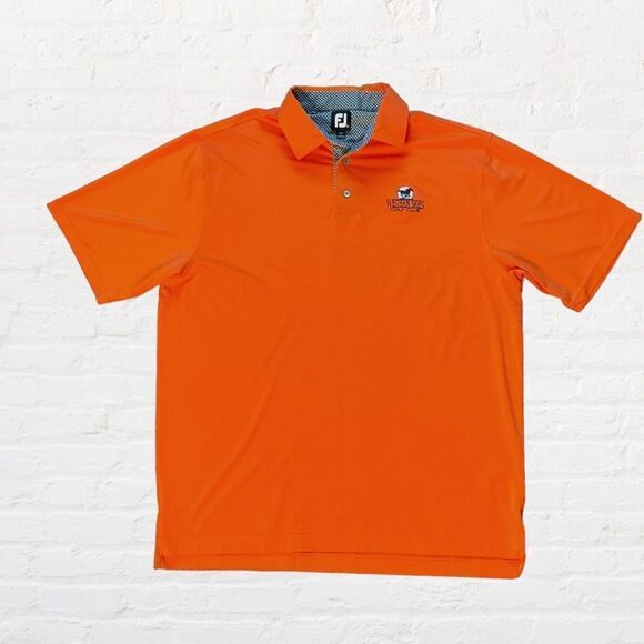 Footjoy Polo Shirt Mens Orange Short Sleeve Golf Collared Western Skies‎ Size XL - Picture 1 of 11